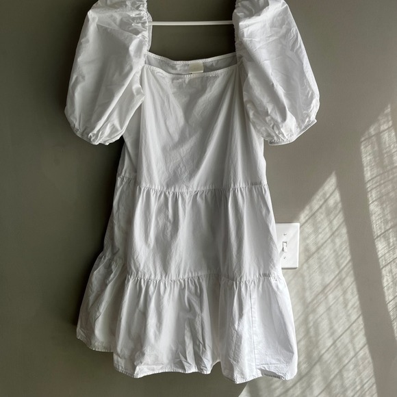 H&M Dresses & Skirts - White Puff Sleeve Tiered Dress Square Neck Summer Cotton Babydoll Scandigirl